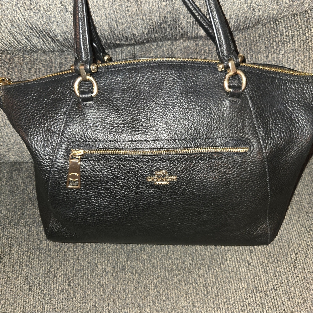 Coach Black Shoulder Bag with Gold Details